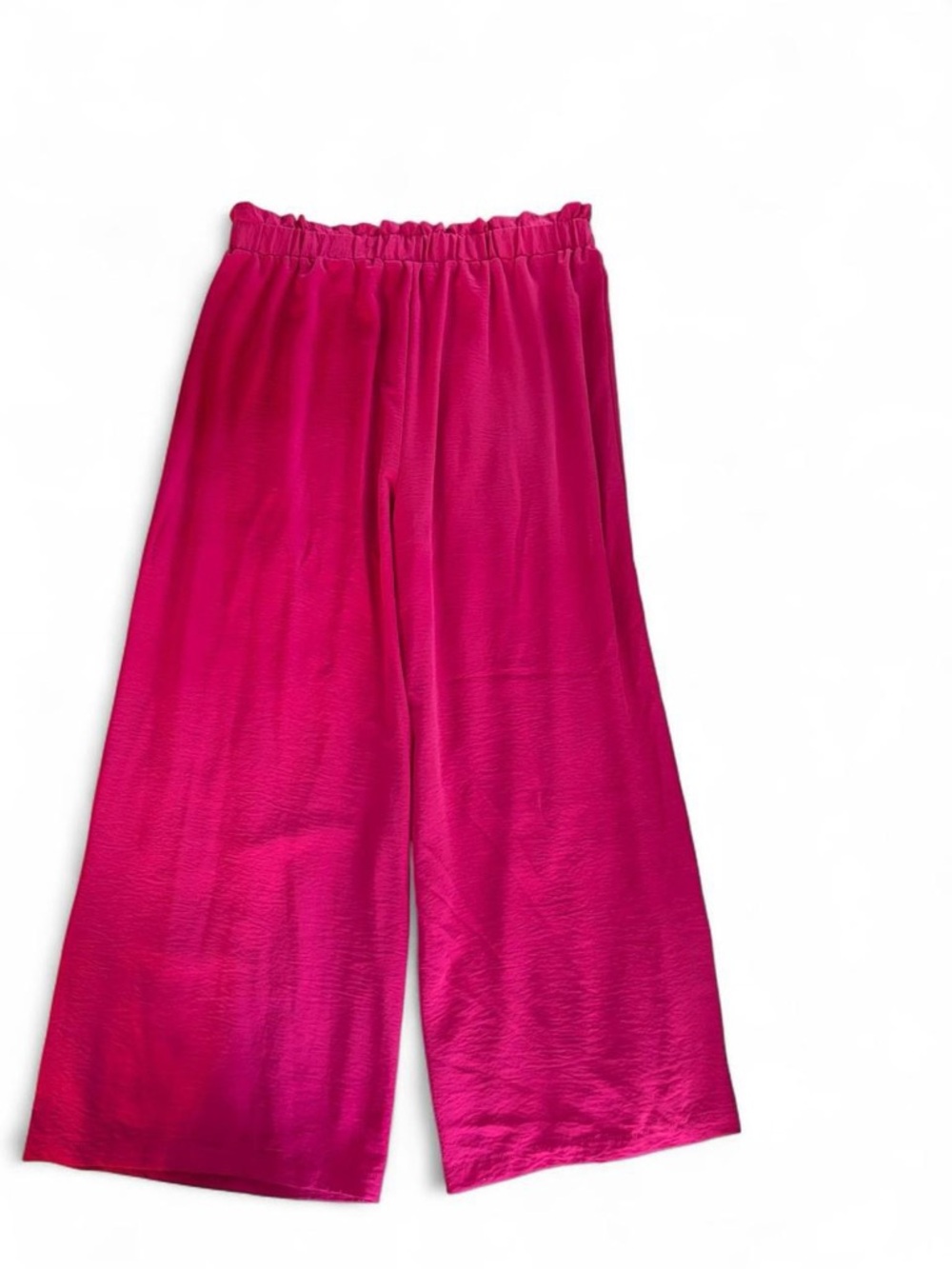 SHEIN Fuchsia Elastic-Waist Wide-Leg Pants